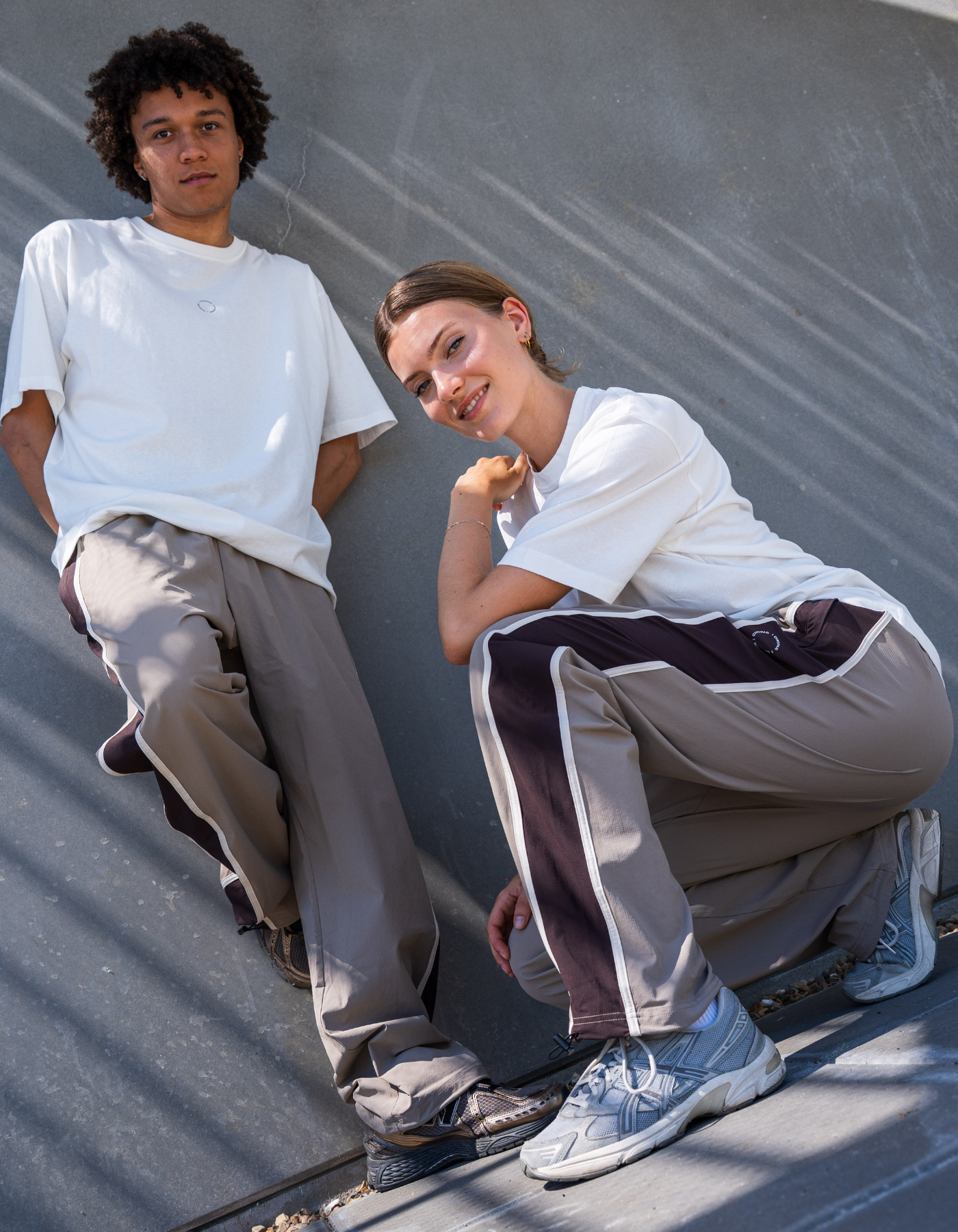 Tech stripe pants | Unisex | Beige