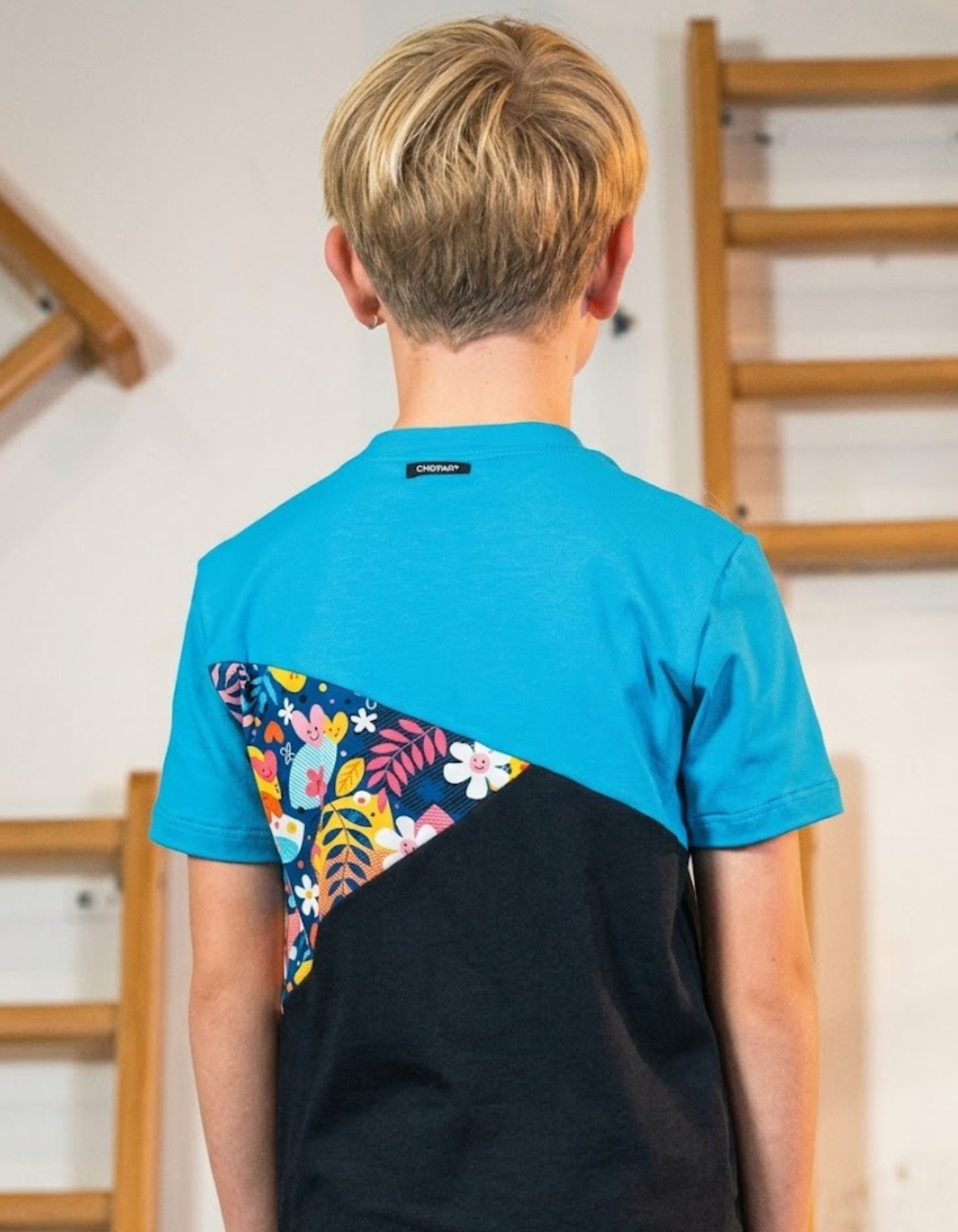 T-shirt | NS-191 Black / petrol / Flower Print