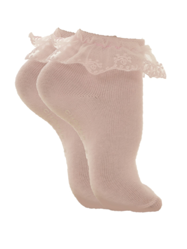 Sklisikre sokker med blonder | 2-pk Rose