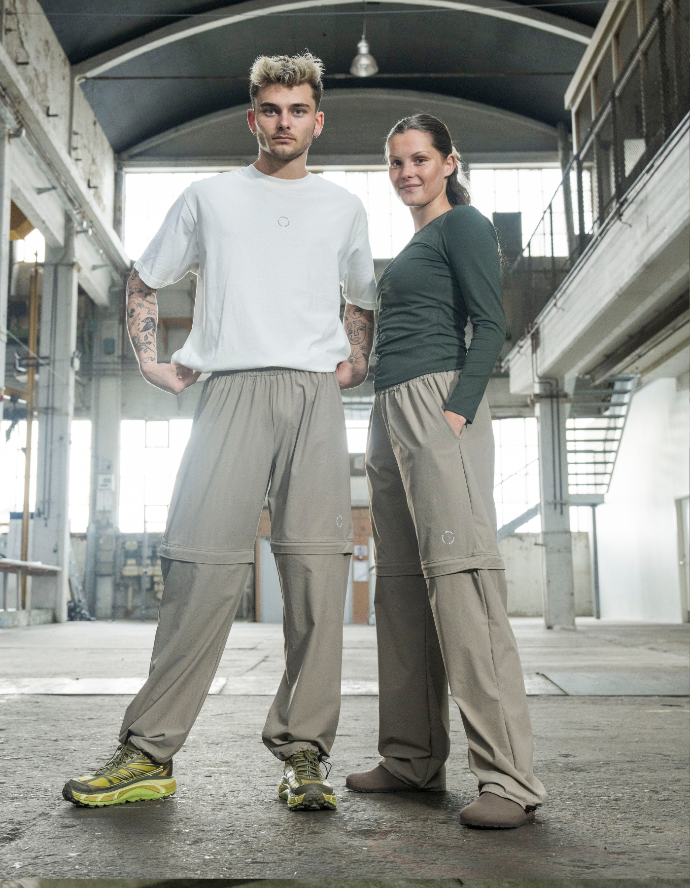 Tech-bukse med glidelås | Unisex Beige