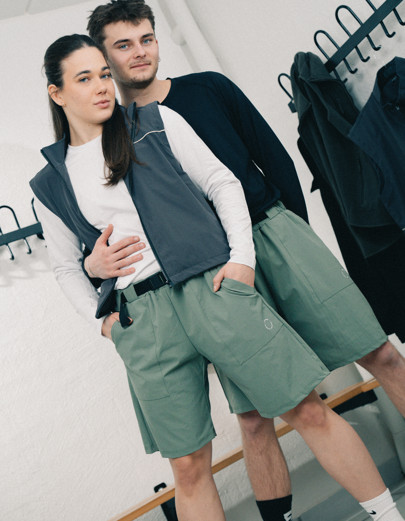 Tech belteshorts | Unisex Dusty green