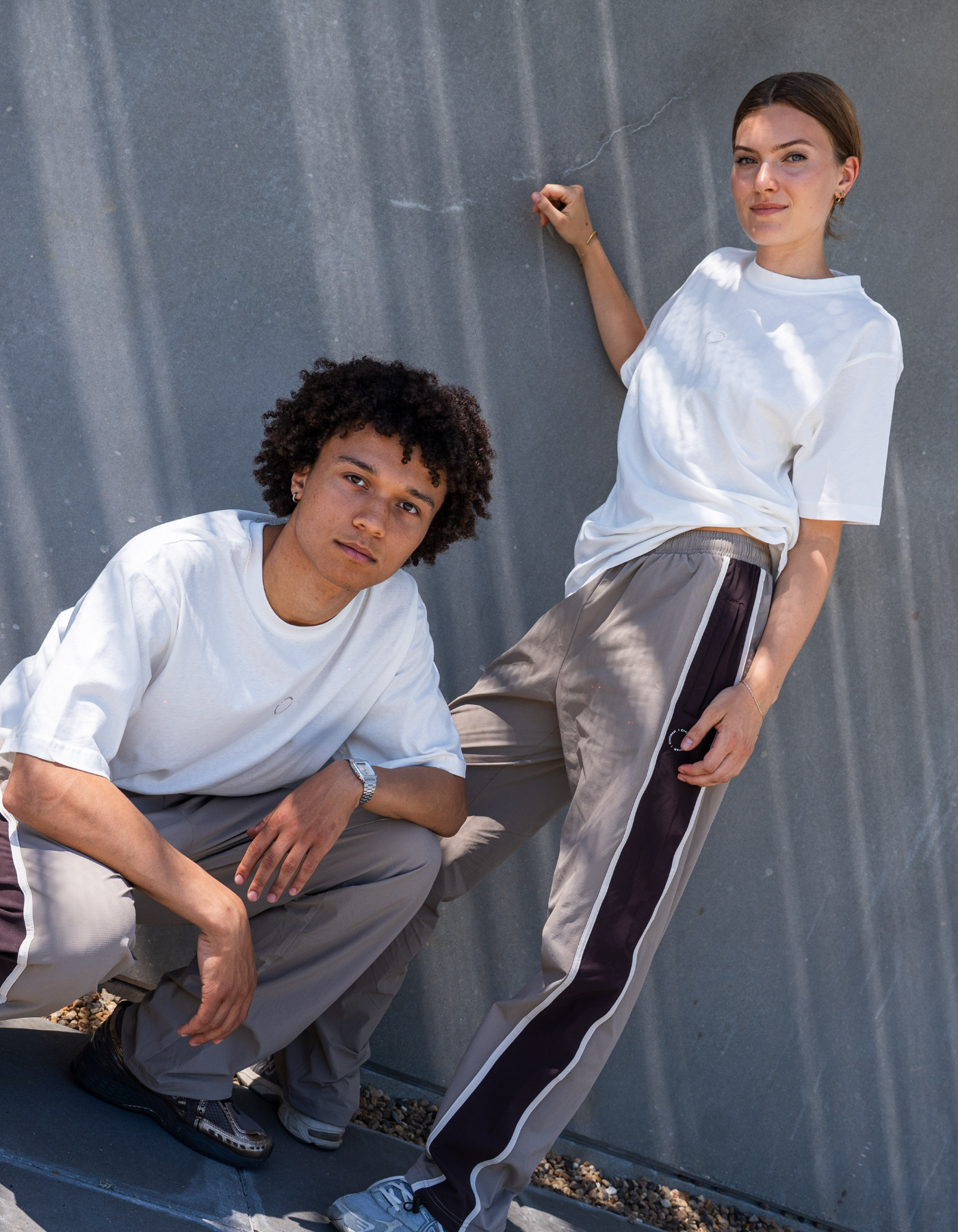 Tech stripe pants  | Unisex | Beige